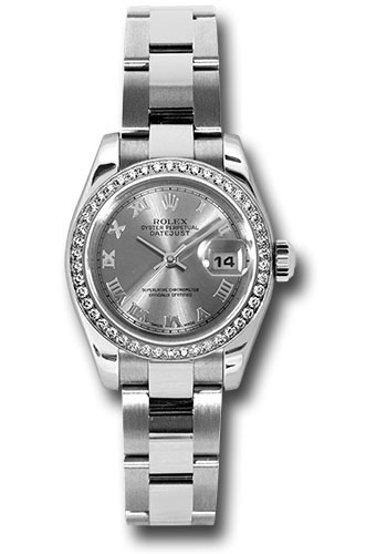 Rolex Steel and White Gold Lady Datejust 26 Watch - 46 Diamond Bezel - Rhodium Roman Dial - Oyster Bracelet