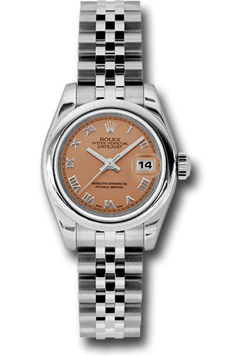 Rolex Steel Lady-Datejust 26 Watch - Domed Bezel - Pink/Copper Roman Dial - Jubilee Bracelet