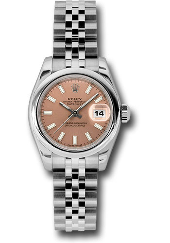 Rolex Steel Lady-Datejust 26 Watch - Domed Bezel - Pink/Copper Index Dial - Jubilee Bracelet