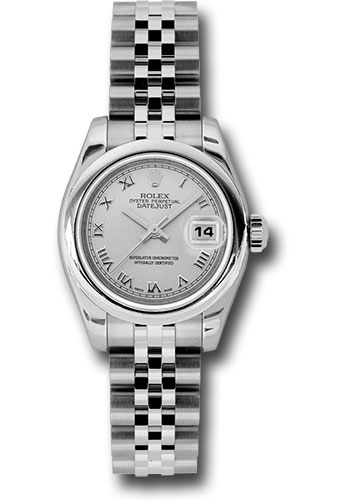 Rolex Steel Lady-Datejust 26 Watch - Domed Bezel - Silver Roman Dial - Jubilee Bracelet