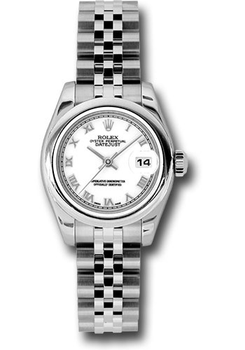 Rolex Steel Lady-Datejust 26 Watch - Domed Bezel - White Roman Dial - Jubilee Bracelet