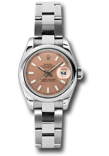 Rolex Steel Lady-Datejust 26 Watch - Domed Bezel - Pink/Copper Index Dial - Oyster Bracelet