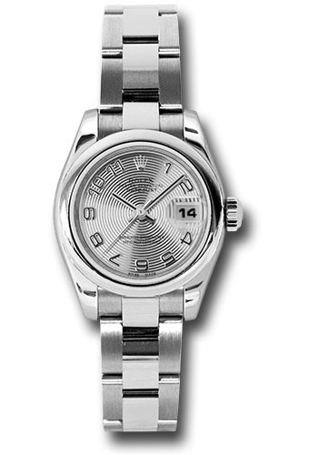 Rolex Steel Lady-Datejust 26 Watch - Domed Bezel - Silver Concentric Arabic Dial - Oyster Bracelet