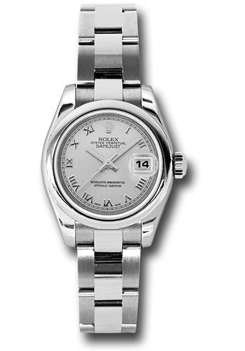 Rolex Steel Lady-Datejust 26 Watch - Domed Bezel - Silver Roman Dial - Oyster Bracelet