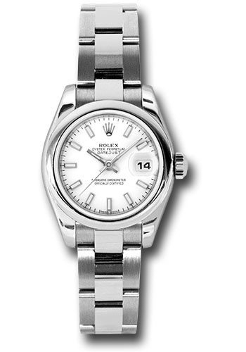 Rolex Steel Lady-Datejust 26 Watch - Domed Bezel - White Index Dial - Oyster Bracelet