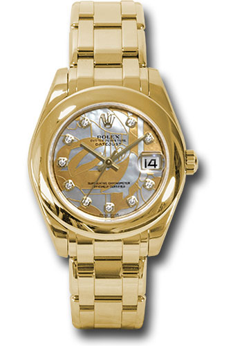 Rolex Yellow Gold Datejust Pearlmaster 34 Watch - Polished Bezel - Goldust Dream Mother-Of-Pearl Diamond Dial