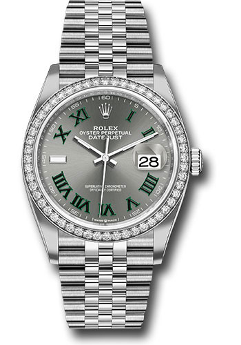 Rolex White Rolesor Datejust 36 Watch - Diamond Bezel - Slate Roman Dial - Jubilee Bracelet