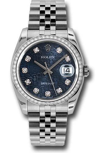 Rolex Steel and White Gold Datejust 36 Watch - 52 Diamond Bezel - Blue Jubilee Diamond Dial - Jubilee Bracelet