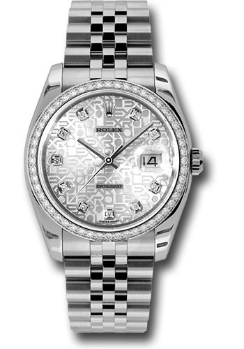Rolex Steel and White Gold Datejust 36 Watch - 52 Diamond Bezel - Silver Jubilee Diamond Dial - Jubilee Bracelet