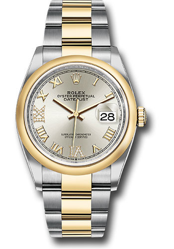 Rolex Steel and Yellow Gold Rolesor Datejust 36 Watch - Domed Bezel - Silver Roman Dial - Oyster Bracelet