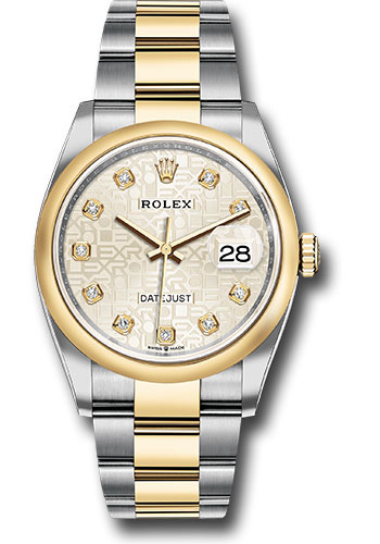 Rolex Steel and Yellow Gold Rolesor Datejust 36 Watch - Domed Bezel - Silver Jubilee Diamond Dial - Oyster Bracelet