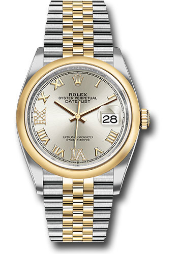Rolex Steel and Yellow Gold Rolesor Datejust 36 Watch - Domed Bezel - Silver Roman Dial - Jubilee Bracelet