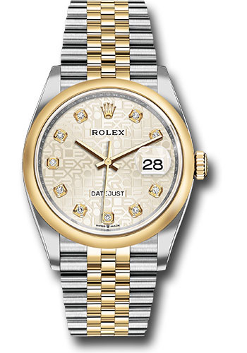 Rolex Steel and Yellow Gold Rolesor Datejust 36 Watch - Domed Bezel - Silver Jubilee Diamond Dial - Jubilee Bracelet