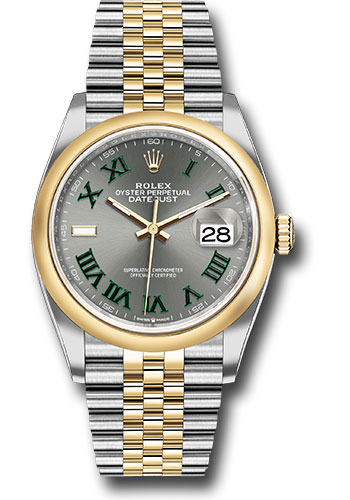 Rolex Yellow Rolesor Datejust 36 Watch - Domed Bezel - Slate Roman Dial - Jubilee Bracelet