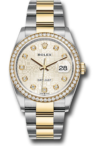 Rolex Steel and Yellow Gold Rolesor Datejust 36 Watch - Diamond Bezel - Silver Jubilee Diamond Dial - Oyster Bracelet