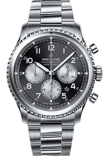 Breitling Aviator 8 B01 Chronograph 43 Watch - Steel Case - Black Dial - Steel Professional III Bracelet