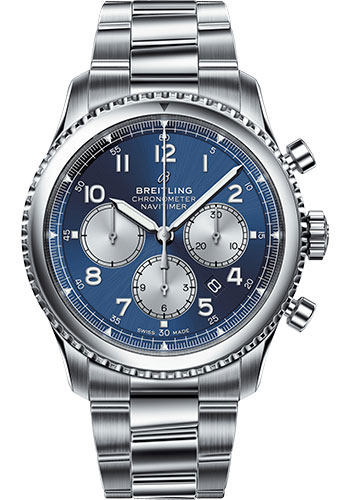 Breitling Aviator 8 B01 Chronograph 43 Watch - Steel Case - Blue Dial - Steel Professional III Bracelet