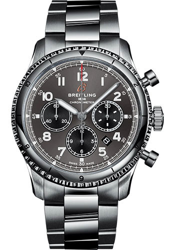 Breitling Aviator 8 B01 Chronograph 43 Watch - Stainless Steel - Anthracite Dial - Metal Bracelet