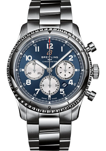 Breitling Aviator 8 B01 Chronograph 43 Watch - Stainless Steel - Blue Dial - Metal Bracelet