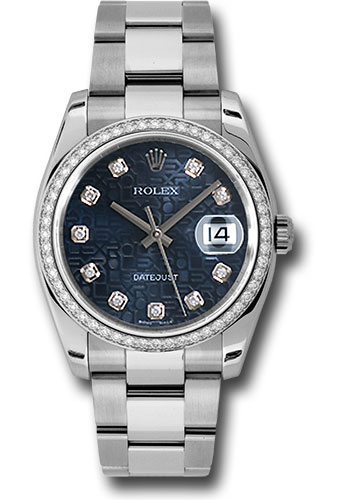Rolex Steel and White Gold Datejust 36 Watch - 52 Diamond Bezel - Blue Jubilee Diamond Dial - Oyster Bracelet