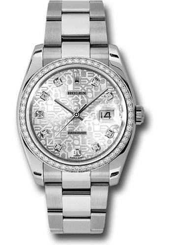 Rolex Steel and White Gold Datejust 36 Watch - 52 Diamond Bezel - Silver Jubilee Diamond Dial - Oyster Bracelet