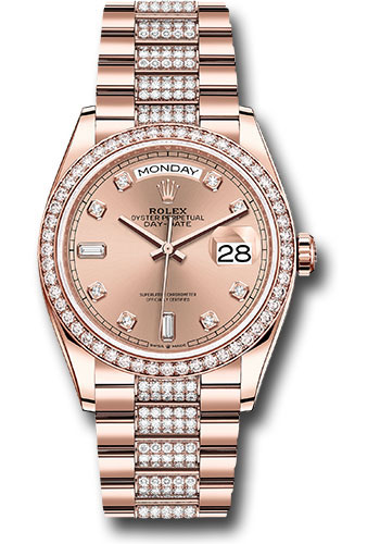 Rolex Everose Gold Day-Date 36 Watch - Diamond Bezel - Rosé Diamond Dial - Diamond President Bracelet