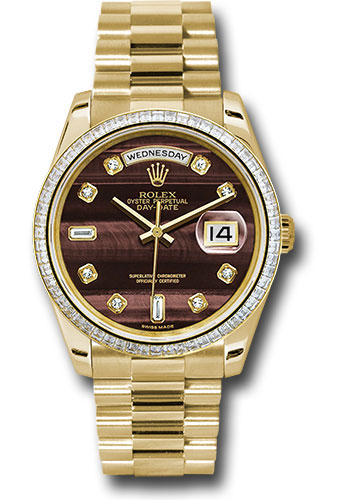 Rolex Yellow Gold Day-Date 36 Watch - Bezel - Bulls Eye Diamond Dial - President Bracelet