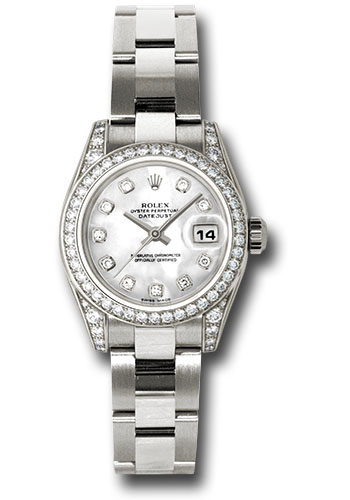 Rolex White Gold Lady-Datejust 26 Watch - 42 Diamond Bezel - Mother-Of-Pearl Diamond Dial - Oyster Bracelet