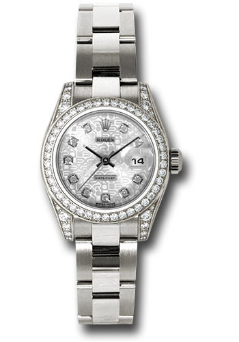 Rolex White Gold Lady-Datejust 26 Watch - 42 Diamond Bezel - Silver Jubilee Diamond Dial - Oyster Bracelet