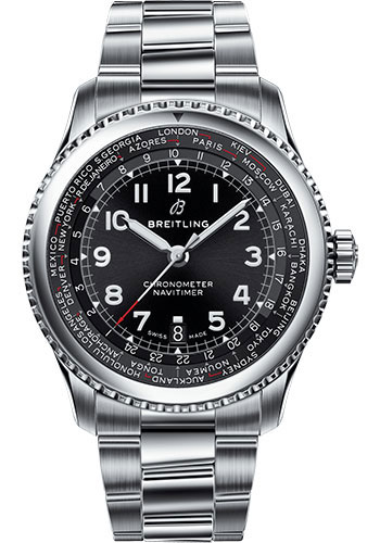 Breitling Aviator 8 B35 Automatic Unitime 43 Watch - Steel Case - Black Dial - Steel Professional III Bracelet
