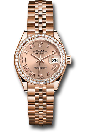 Rolex Everose Gold Lady-Datejust Watch - Diamond Bezel - Rosé Roman Dial - Jubilee Bracelet