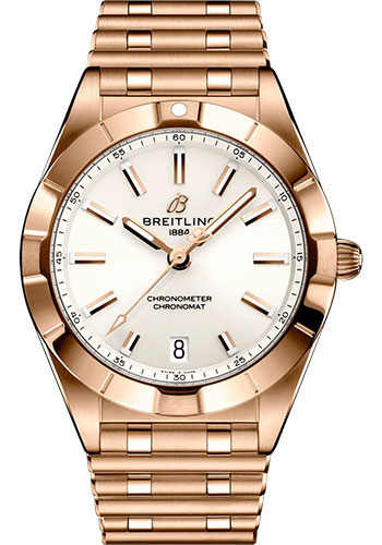 Breitling Chronomat 32 Watch - 18K Red Gold - White Dial - Metal Bracelet