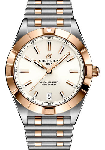 Breitling Chronomat 32 Watch - Steel and 18K Red Gold - White Dial - Metal Bracelet
