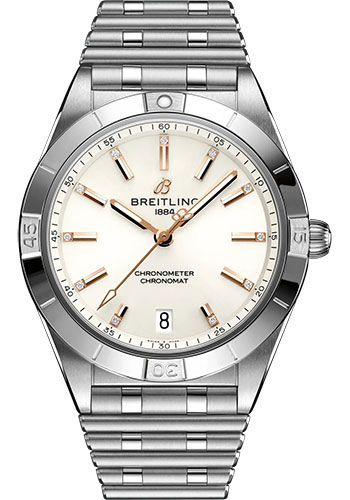 Breitling Chronomat Automatic 36 Watch - Stainless Steel - White Diamond Dial - Metal Bracelet