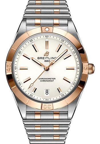 Breitling Chronomat Automatic 36 Watch - Steel and 18K Red Gold - White Dial - Metal Bracelet