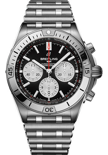 Breitling Chronomat B01 42 Watch - Stainless Steel - Black Dial - Metal Bracelet