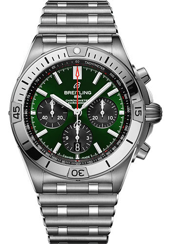 Breitling Chronomat B01 42 Bentley Watch - Stainless Steel - Green Dial - Metal Bracelet