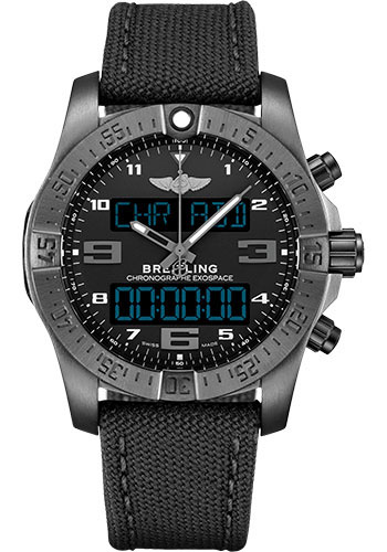 Breitling Exospace B55 Watch - Black Titanium - Volcano Black Dial - Anthracite Military Strap - Tang Buckle