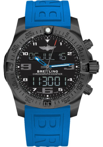 Breitling Exospace B55 Night Mission Bluetooth Chronograph Watch - 46mm Black Titanium Case - Volcano Black Dial - Blue Black Twinpro Strap