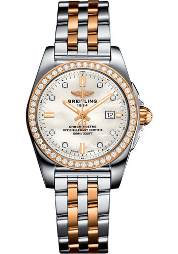 Breitling Galactic 29 Sleek Watch - Steel & rose Gold, gem-set bezel - Pearl Diamond Dial - Two-Tone Bracelet