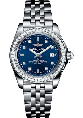 Breitling Galactic 32 Sleek Watch - Steel - Horizon Blue Diamond Dial - Steel Bracelet