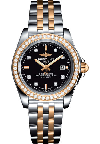 Breitling Galactic 32 Sleek Watch - Steel & rose Gold, gem-set bezel - Trophy Black Diamond Dial - Steel And Rose Gold Bracelet