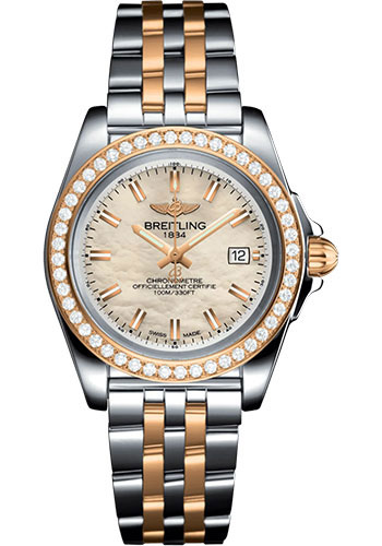 Breitling Galactic 32 Sleek Watch - Steel and 18K Rose Gold - Mother-Of-Pearl Dial - Metal Bracelet