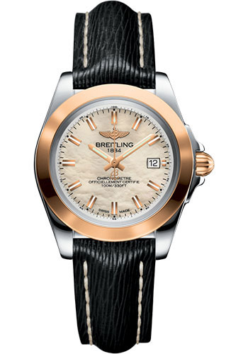 Breitling Galactic 32 Sleek Watch - Steel & rose Gold - Mother-Of-Pearl Dial - Black Sahara Strap
