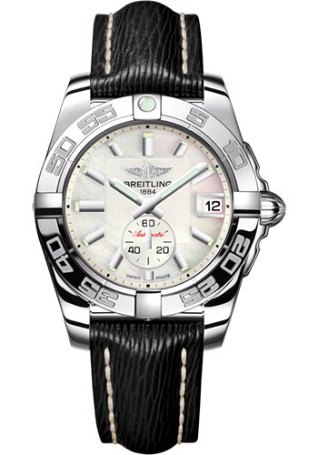 Breitling Galactic 36 Automatic Watch - Steel - Pearl Dial - Black Sahara Strap