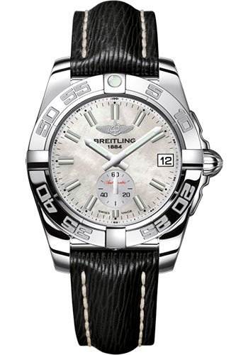 Breitling Galactic 36 Automatic Watch - Steel - Mother-Of-Pearl Dial - Black Sahara Strap