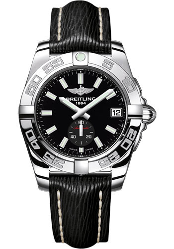 Breitling Galactic 36 Automatic Watch - Steel - Onyx Black Dial - Black Sahara Strap