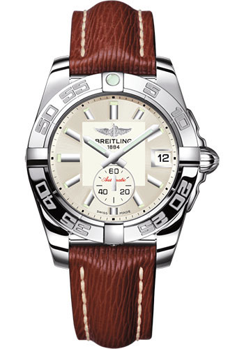 Breitling Galactic 36 Automatic Watch - Steel - Silver Dial - Brown Sahara Strap - Tang Buckle