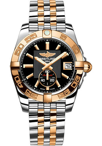 Breitling Galactic 36 Automatic Watch - Steel and 18K Rose Gold - Black Dial - Metal Bracelet