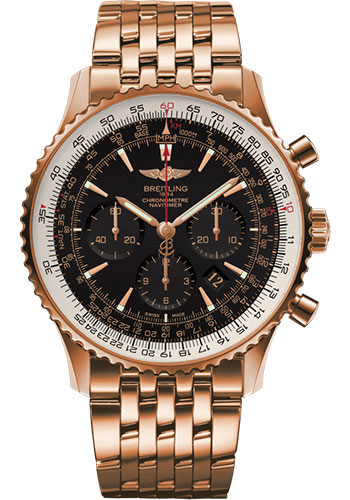 Breitling Navitimer 01 (46 mm) Watch - Red Gold - Black/Gold Dial - Red Gold Bracelet Limited Edition
